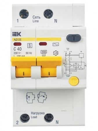 KARAT Дифференциальный автомат АД12S 2P 40А 100мА тип AC IEK