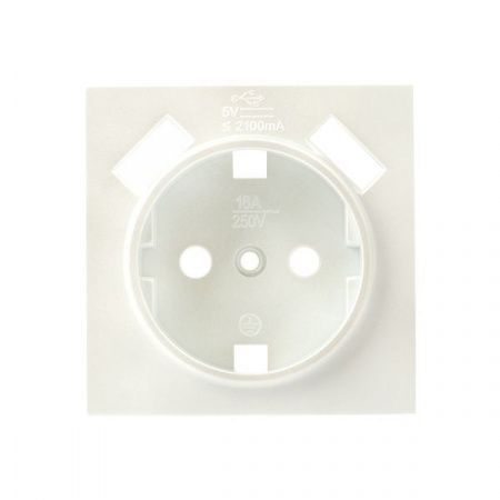 Валенсия лицевая панель розетки 1-местной с/з 16А жемчуг с защ. штор. с 2 USB 2,1А EKF