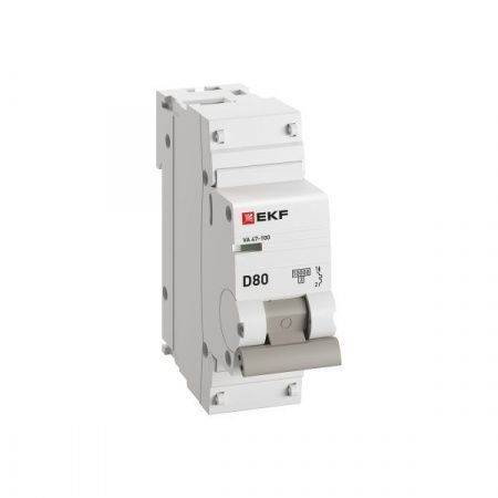 Автоматический выключатель ВА 47-100, 1P 80А (D) 10kA EKF PROxima