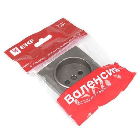 Валенсия лицевая панель розетки 1-местной б/з 10 А графит с защ. штор. EKF