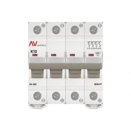 Выключатель автоматический модульный 4п K 10А 6кА AV-6 DC AVERES EKF mcb6-DC-4-10K-av