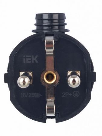 Вилка разборная угловая ВПу11-02-Ст с заземляющим контактом 16А черная IEK