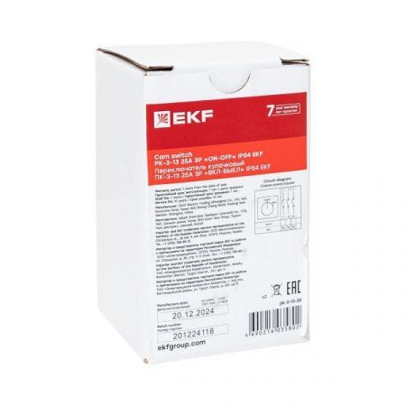 Переключатель кулачковый ПК-3-13 25А 3P "ВКЛ-ВЫКЛ" IP54 EKF PROxima