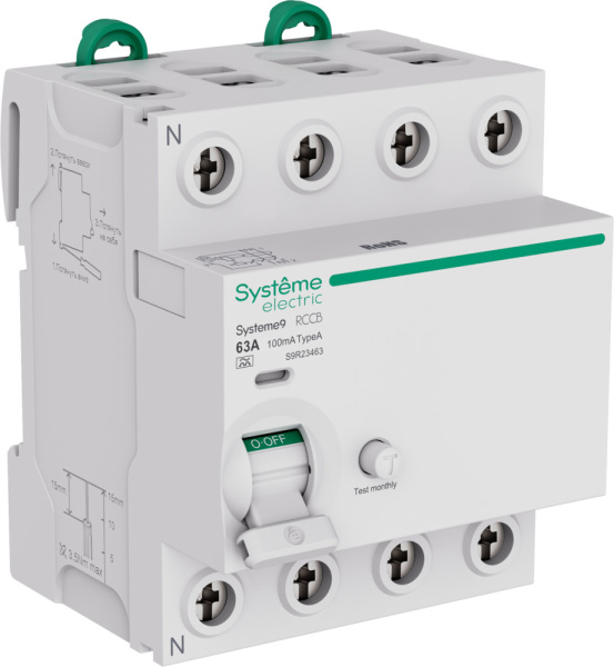 УЗО 4П  63A 100мА Systeme9 ВДТ 400В тип A Systeme Electric