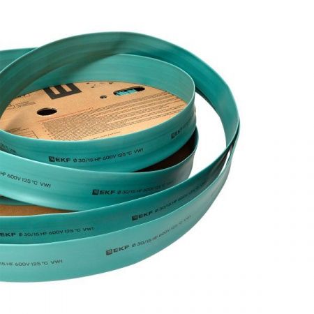 Термоусаживаемая трубка ТУТ нг 30/15 зелёная рулон EKF PROxima