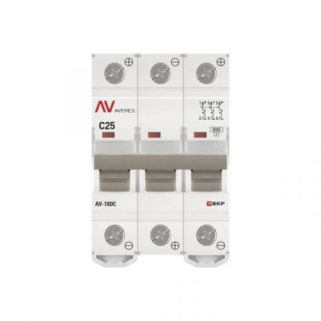 Выключатель автоматический AV-10 DC 3P 25A (C) 10kA EKF AVERES