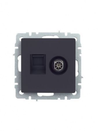 BRITE Розетка двойная TV+RJ45 кат.5E РТВ/РК12-БрГ графит IEK