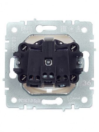 BRITE Розетка 1-местная с заземлением с защитными шторками 16А РС14-1-0-БрЖ жемчуг IEK