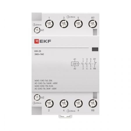 Контактор модульный КМ 25А 3NO+1NC 230В АС (3 мод.) PROXIMA EKF