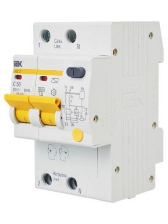 KARAT Дифференциальный автомат АД12 2P 50А 100мА тип AC IEK