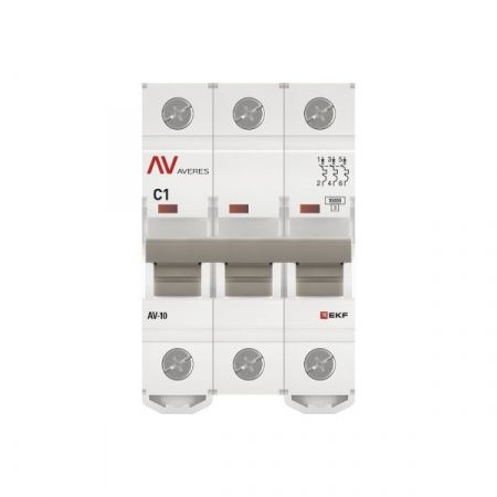 Выключатель автоматический AV-10 3P 1A (C) 10kA EKF AVERES