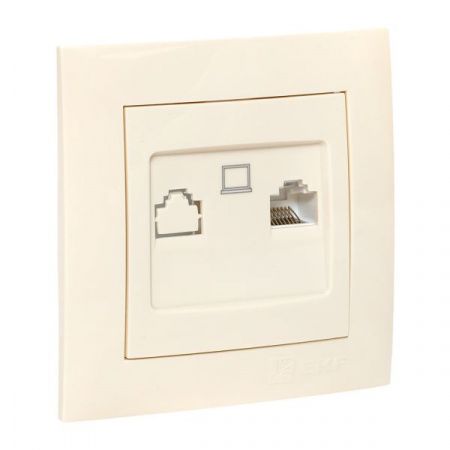 Валенсия розетка компьютерная RJ-45 1-местная кремовая EKF PROxima
