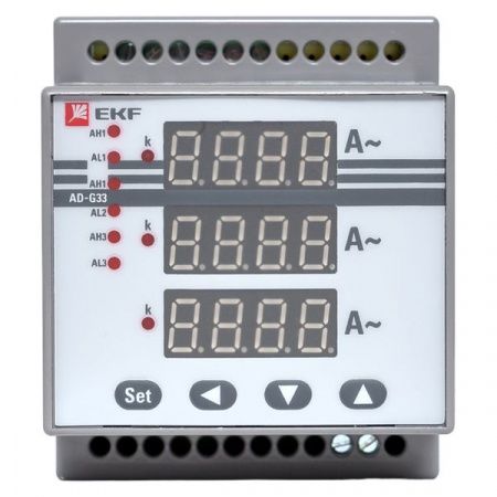 Амперметр AD-G33 цифровой на DIN трехфазный EKF PROxima (без поверки