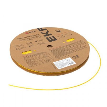 Термоусаживаемая трубка ТУТ нг 2/1 желтая рулон EKF PROxima