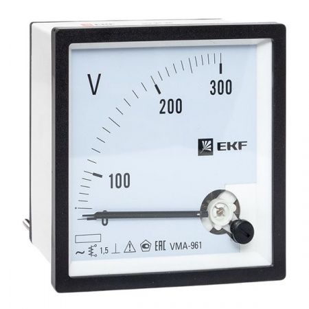 Вольтметр VMA-961 аналоговый на панель (96x96) квадратный вырез 300В прямое подкл. EKF PROxima