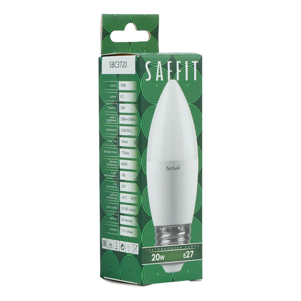 Лампа светодиодная Saffit E27 20W 4000K матовая SBC3720 55270