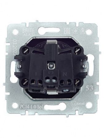 BRITE Розетка 1-местная с заземлением с защитными шторками 16А РС14-1-0-БрГ графит IEK