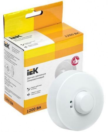 Датчик движения ДД-МВ101 1200Вт 360град 8м IP20 белый IEK