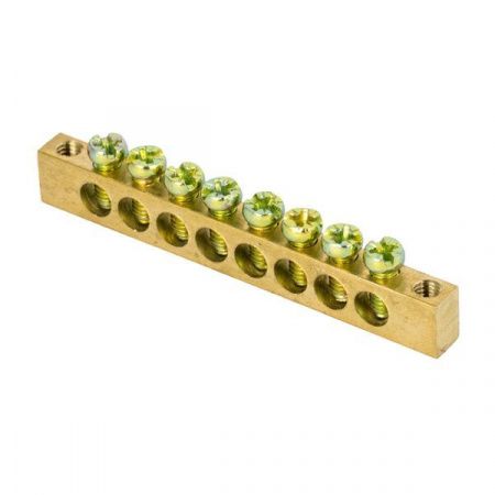 Шина PEN "ноль-земля" (8x12мм) 8 отверстий латунь крепеж по краям EKF PROxima