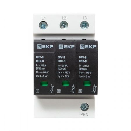 Ограничитель импульсных напряжений ОПВ-B/3P In 30кА 440В с сигн. EKF PROxima