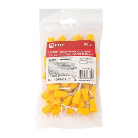 Наконечник штыревой круглый изолированный НШКИ 2.5-6.0 (уп 50шт) EKF PROxima