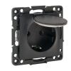 Стокгольм Механизм Розетки 1-местной с/з 16А автоматические клеммы черный с крышкой и защ. штор. IP44 EKF PROxima