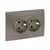 Валенсия лицевая панель розетки 2-местной с/з 16А кашемир с защ. штор. EKF