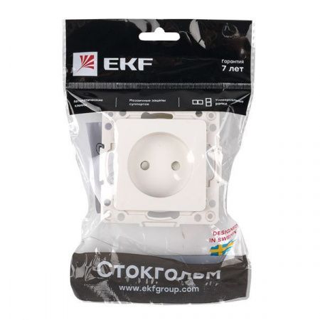 Стокгольм Механизм Розетки 1-местной б/з 10 А автоматические клеммы белый с защ. штор. EKF PROxima