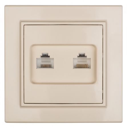 Минск Розетка RJ-45 2-местная СП бежевая EKF