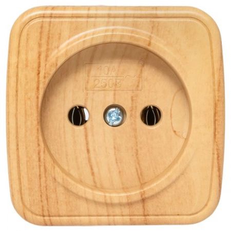 Розетка 1-местная ОП Минск 10А без заземления светлое дерево EKF