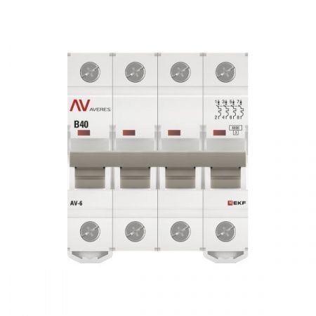 Выключатель автоматический AV-6 4P 40A (B) 6kA EKF AVERES