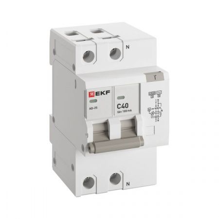 Автоматический выключатель дифференциального тока АД-2 2Р (S) 40А характеристика C 100мА тип АС электронный селективный 4,5кА PROXIMA EKF